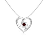 natural garnet floral heart necklaces in sterling silver